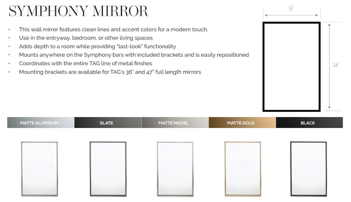 TAG Hardware Symphony Rail Accessory Mirror (9" x 14") - KI Home