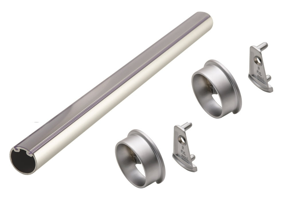 TAG Hardware Premium 1-5/16” Diameter Round Wardrobe Closet Rod with End Supports and Protective Insert Cap