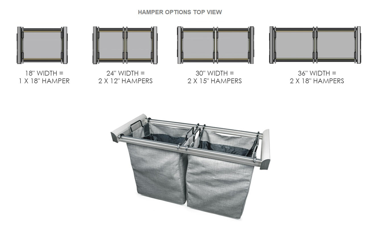 TAG Hardware Premium Closet Laundry Hamper Full Extension Soft-Close and Removable Bags and Handles
