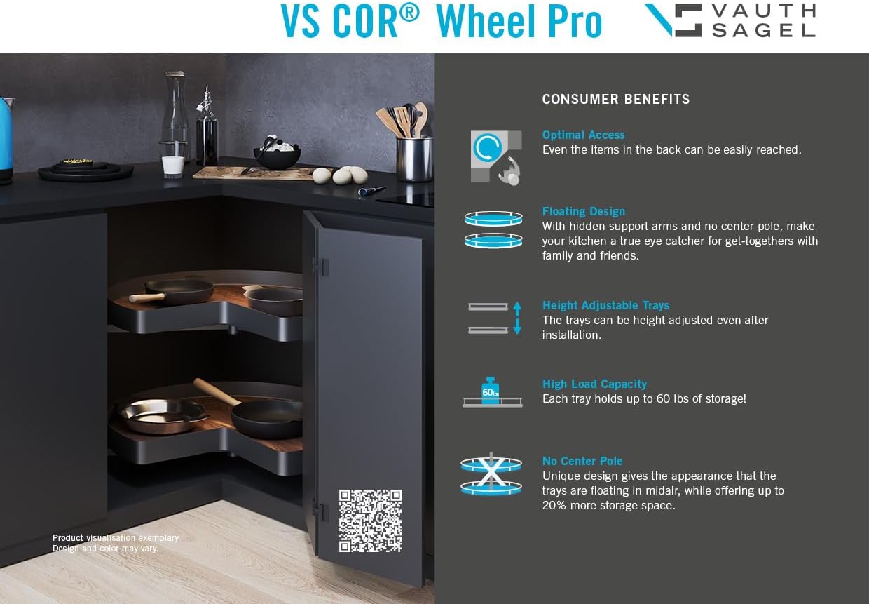 Vauth - Sagel VS COR® Wheel Pro Planero Fullround 2 - Shelf Independently Rotating Lazy Susan - KI Home