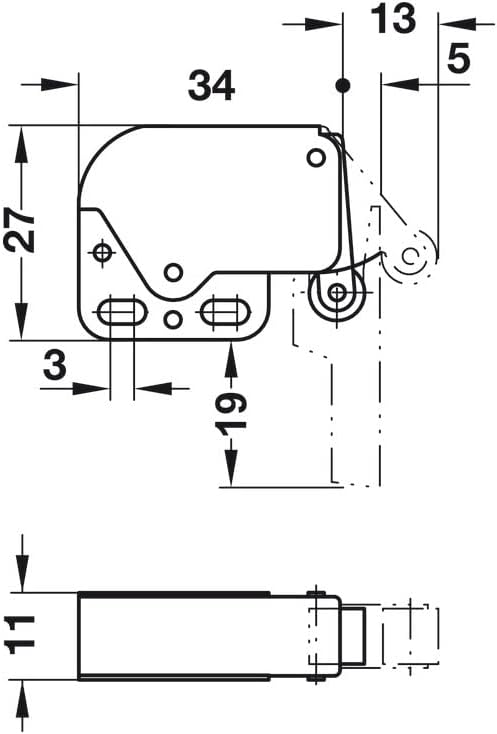 Hafele Steel Mini-Latch with Automatic Spring Catch, Made in Italy