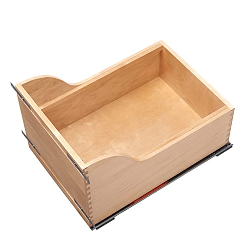 Rev-A-Shelf Pull Out Trash Can for Kitchen Cabinets 35 Qt 8.75 Gal Bottom Mounted, Rear Storage, Undermount Soft-Close Slides, Silver, 4WCSC-1835DMND-2