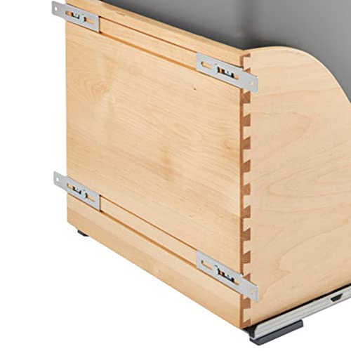 Rev-A-Shelf Pull Out Trash Can for Kitchen Cabinets 35 Qt 8.75 Gal Bottom Mounted, Rear Storage, Undermount Soft-Close Slides, Silver, 4WCSC-1835DMND-2