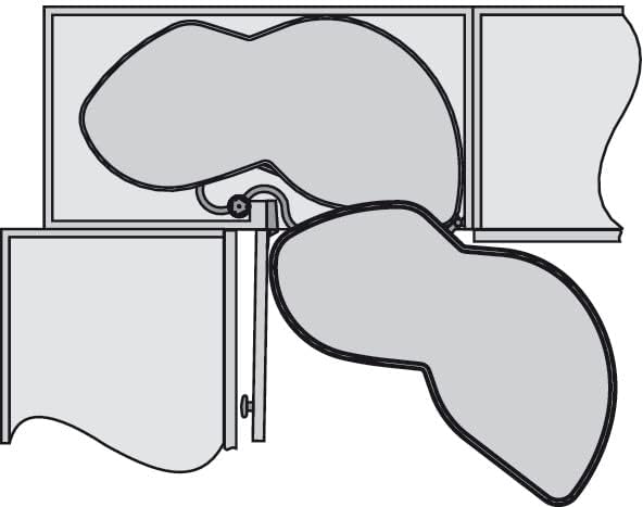Lemans II Set 2-Shelf Lazy Susan with Soft-Close for Blind Base Corner Cabinets, Chrome and Gray (Model 45, Tray Size: 15", Swings Left)