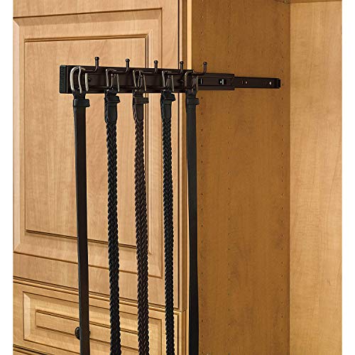 Rev-A-Shelf 14" Pull Out Closet Organization Rack for Belts, Ties and Scarves, Accessories Storage Hanger with Mounting Hardware, Chrome, BRC-14CR