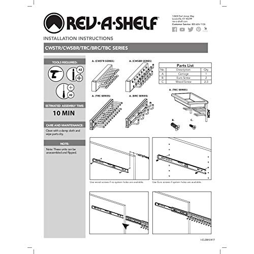 Rev-A-Shelf 14" Pull Out Closet Organization Rack for Belts, Ties and Scarves, Accessories Storage Hanger with Mounting Hardware, Chrome, BRC-14CR