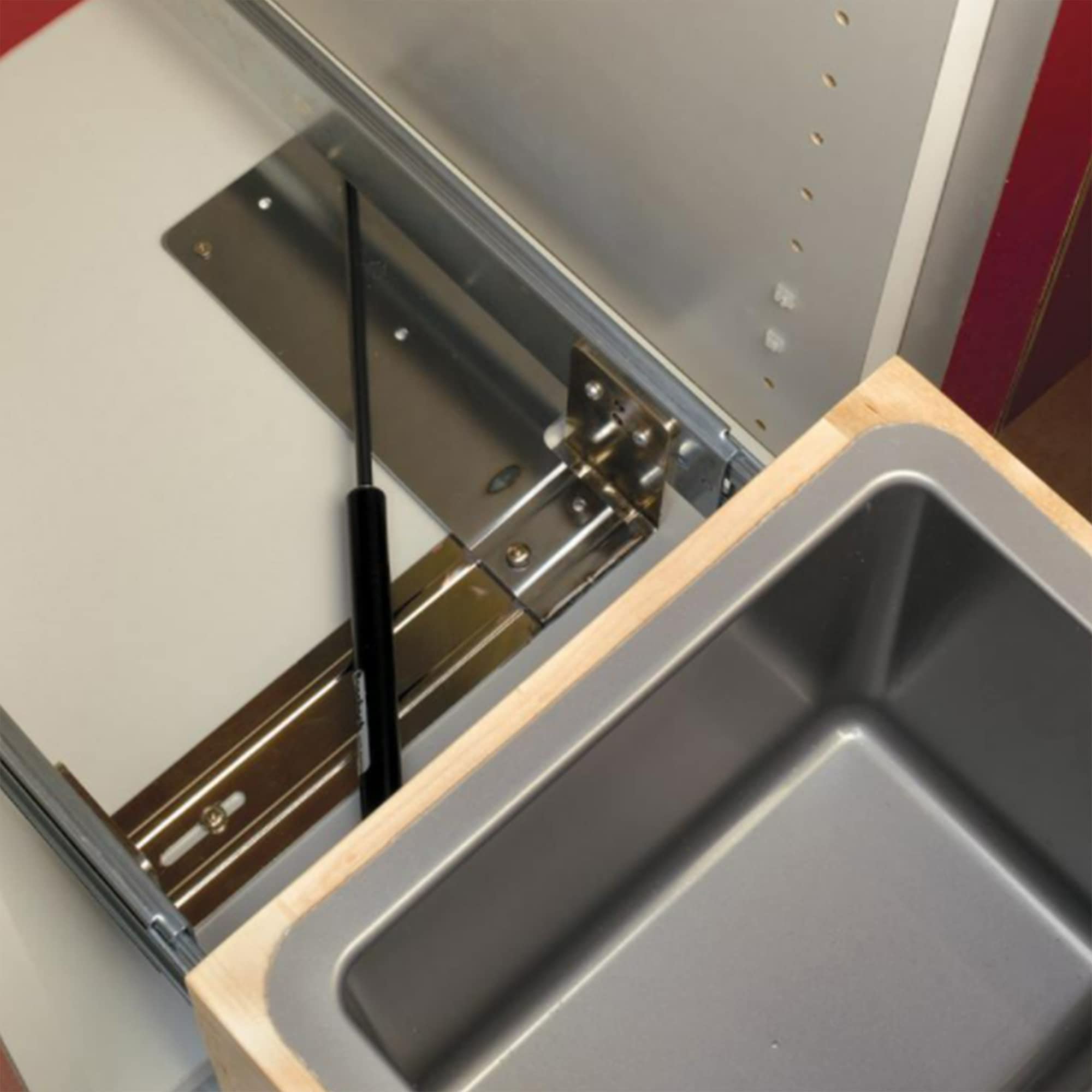 Rev-A-Shelf Pull Out Under Counter Trash Can, 50 Qt 12.5 Gal Garbage Container with Soft-Close and Soft-Open Slides, Silver, 4WCBM-1550DM-1