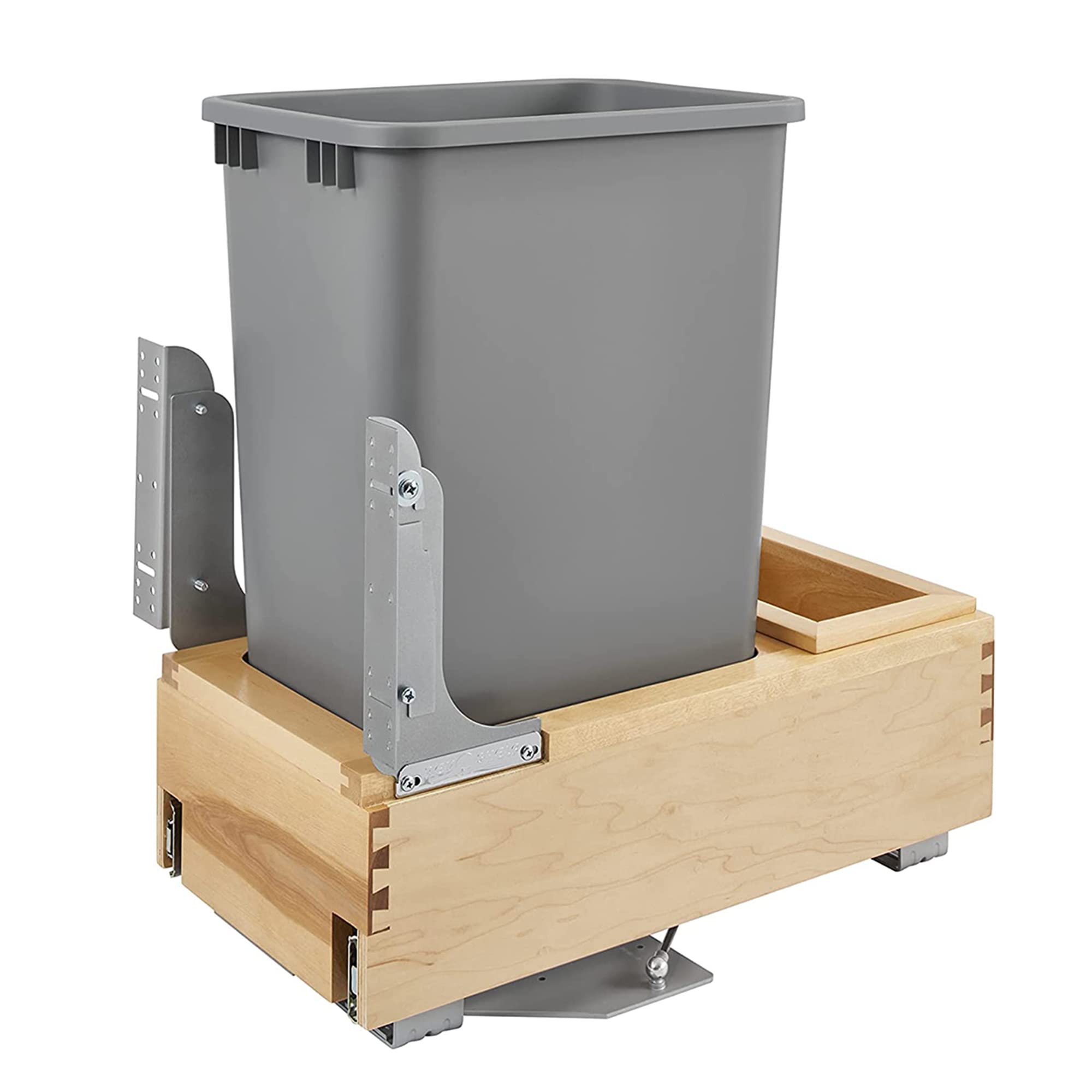 Rev-A-Shelf Pull Out Under Counter Trash Can, 50 Qt 12.5 Gal Garbage Container with Soft-Close and Soft-Open Slides, Silver, 4WCBM-1550DM-1