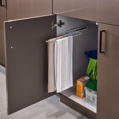Rev-A-Shelf Under Sink Cabinet Kitchen Bathroom Prong Pull Out Extendable 2 Prong Standard Size Towel Bar Organizer, Chrome, 563-51-C