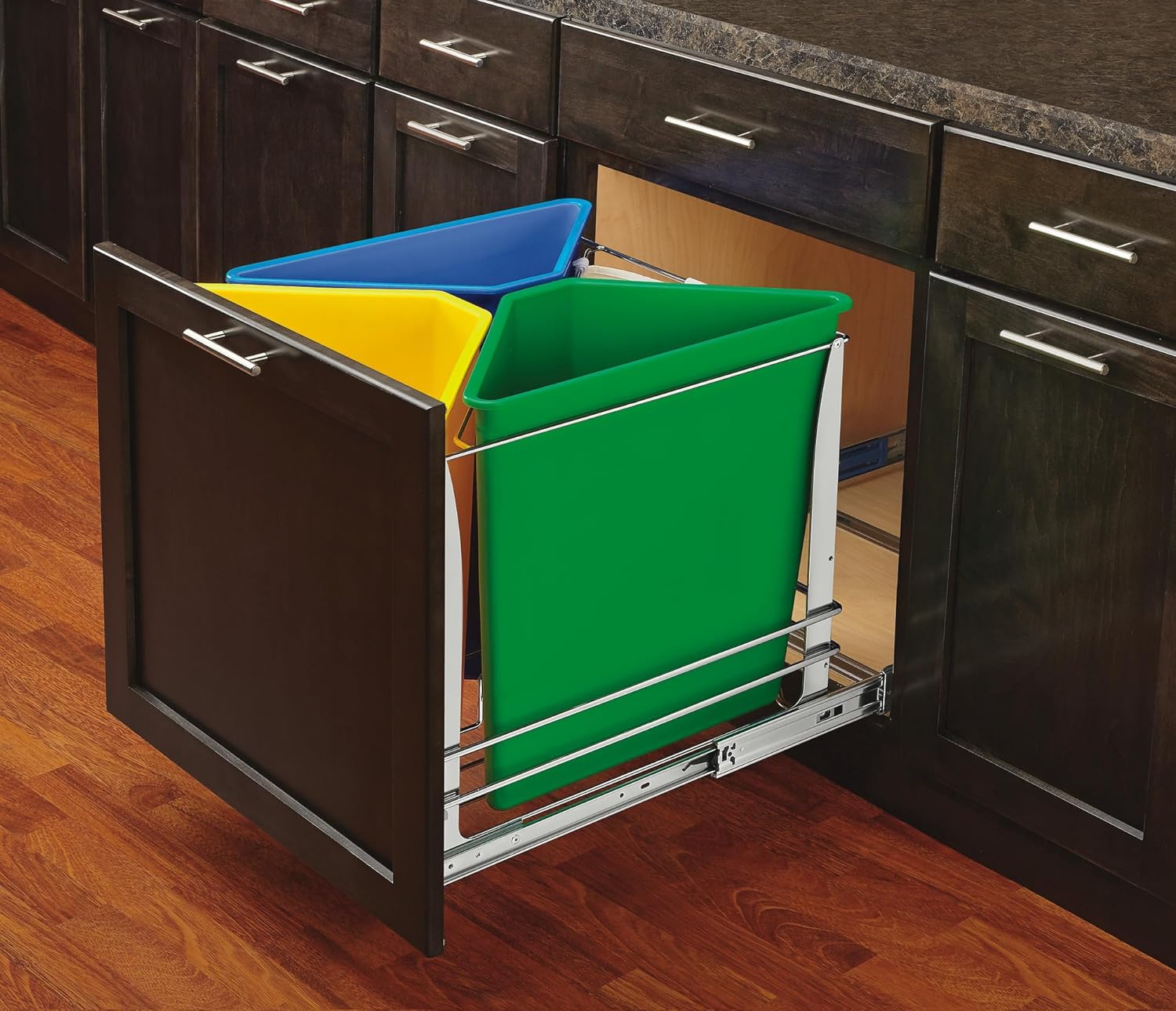 Rev-A-Shelf - 5BBSC-WMDM24-W - White Three Bin Recycling Center with Soft-Close Slides