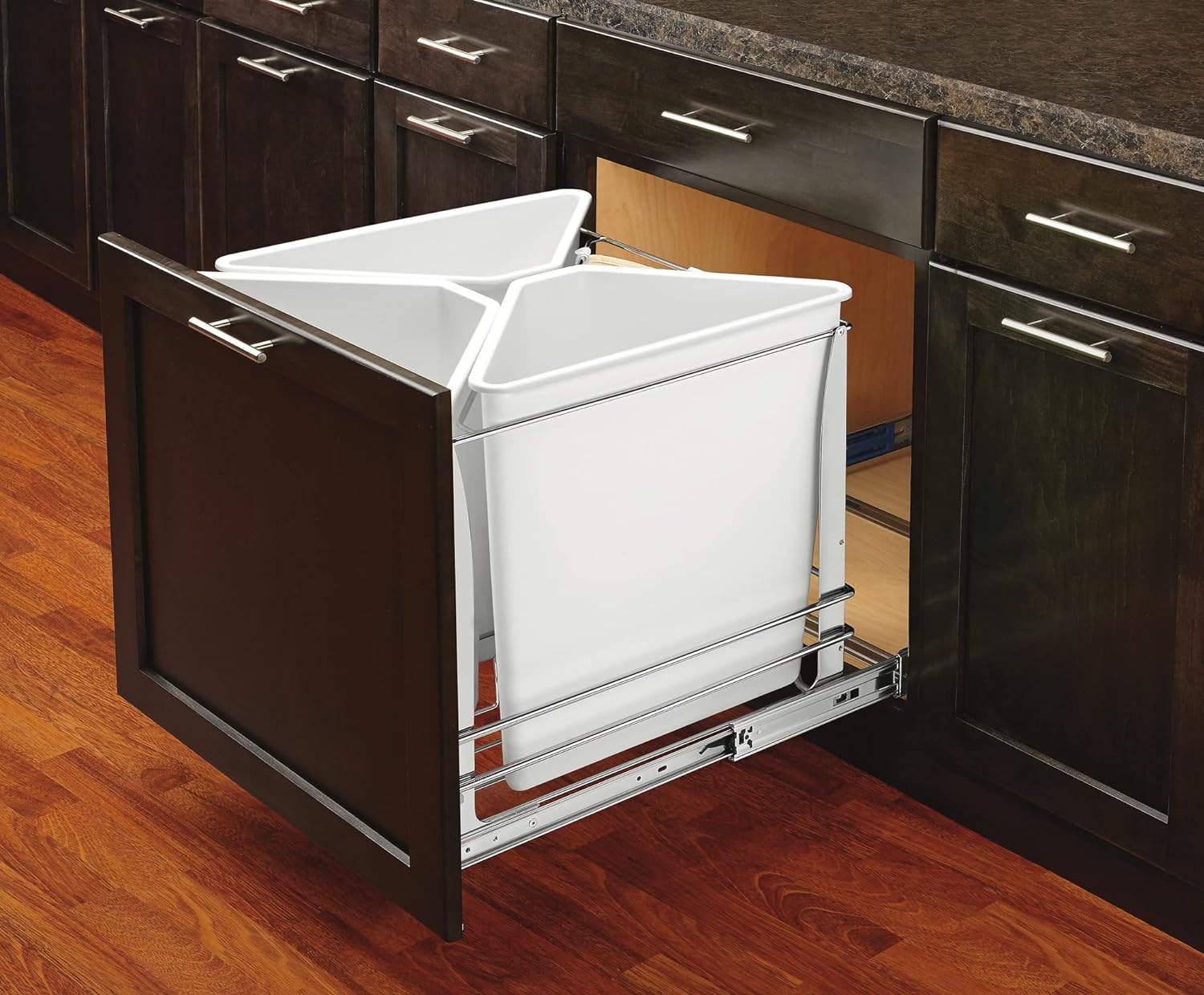 Rev-A-Shelf - 5BBSC-WMDM24-W - White Three Bin Recycling Center with Soft-Close Slides