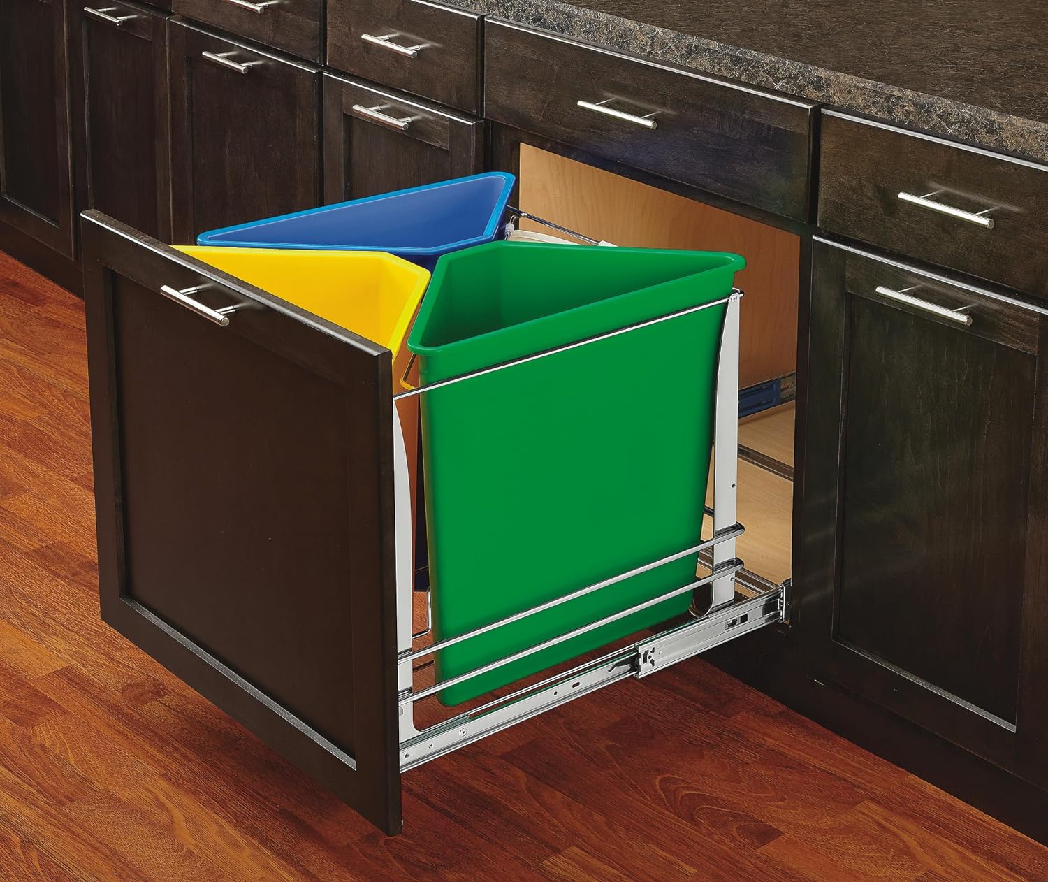 Rev-A-Shelf - 5BBSC-WMDM24-W - White Three Bin Recycling Center with Soft-Close Slides