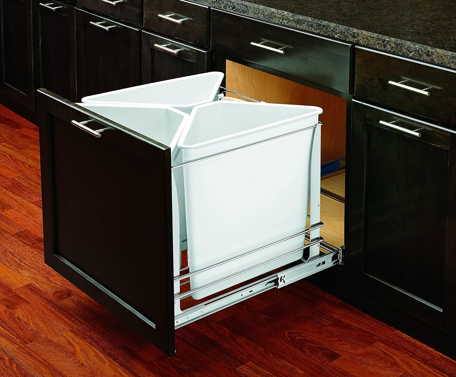 Rev-A-Shelf - 5BBSC-WMDM24-W - White Three Bin Recycling Center with Soft-Close Slides