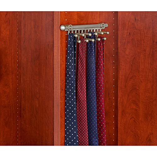 Rev - A - Shelf 12" Pull Out Closet Organization Rack for Belts, Ties & Scarves Accessories Storage Hanger with 11 Non - Slip Hooks, Satin Nickel, CTR - 12 - SN - KI Home