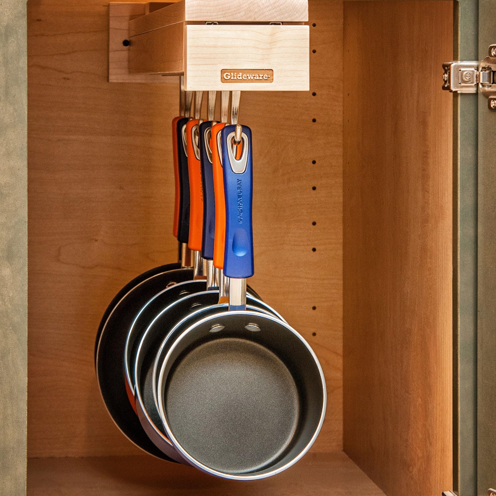 Rev - A - Shelf 14" Pull Out Kitchen Cabinet Pantry Organizer with 5 Hanging Hooks with Ball Bearing Slide System, Maple Wood, GLD - W14 - SC - 5 - KI Home