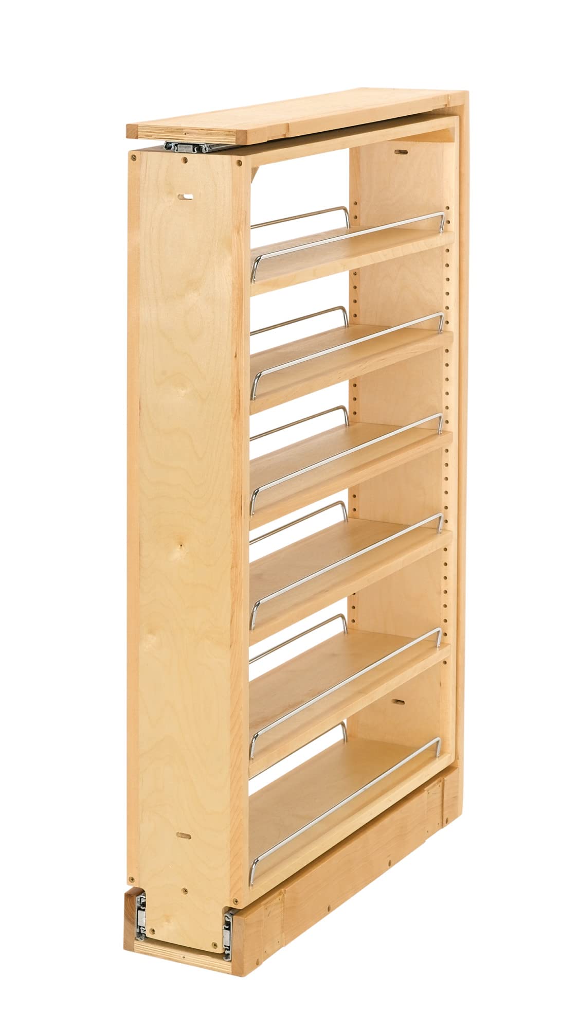 Rev - A - Shelf 432 - TF39 - 6C Filler Pull Out Organizer 6" Wide Natural Maple (6) Shelf Pantry with Height Opening 39" - KI Home