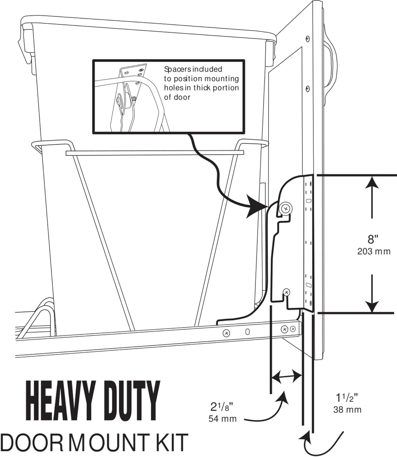 Rev - A - Shelf Heavy Duty Door Mount Kit, Standard, Silver - KI Home
