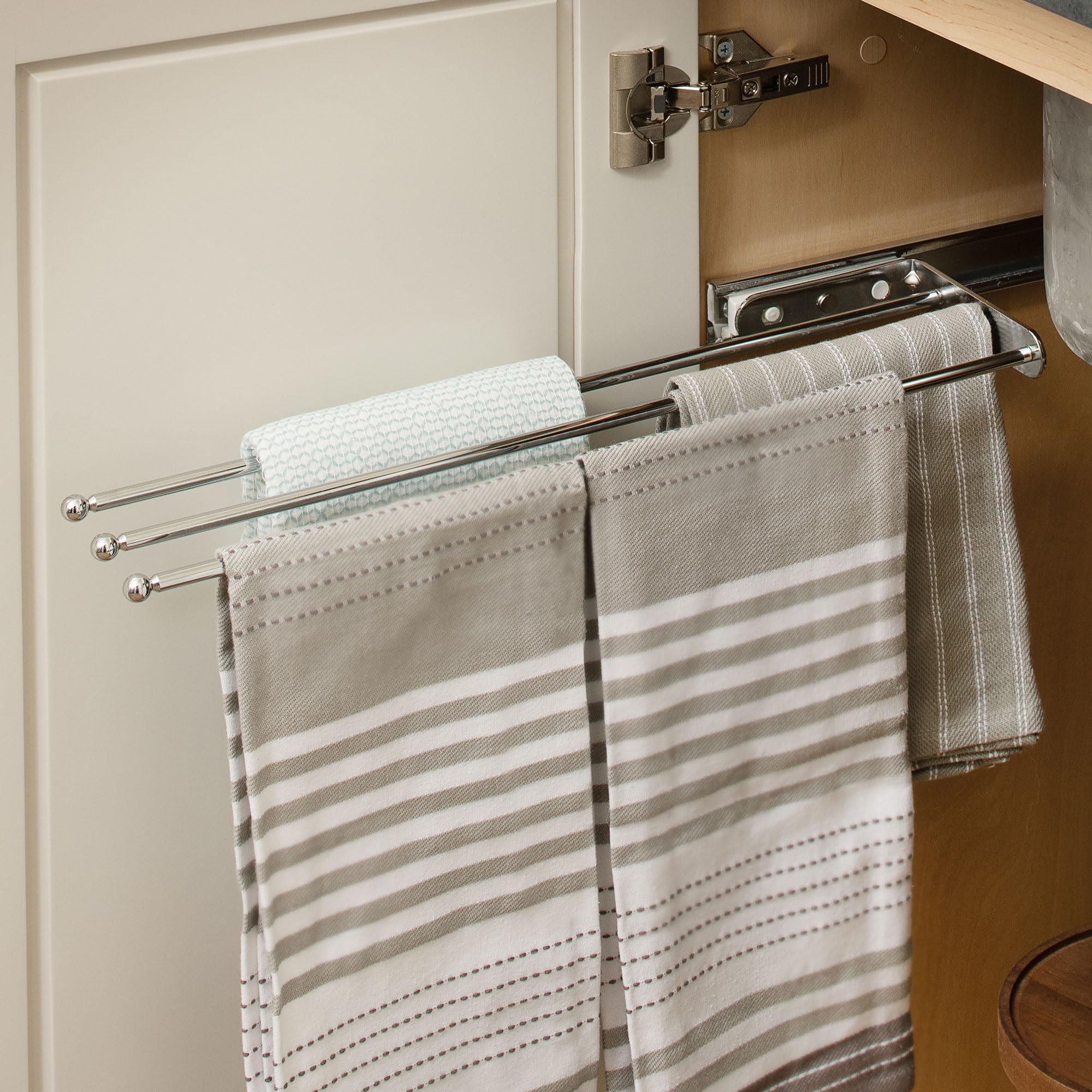 Rev - A - Shelf Under Sink Three - Prong Hand Towel Bar Pullout - KI Home