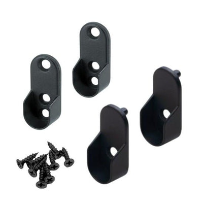 1 Pair Oval Wardrobe Closet Rod Metal End Supports - Open Flanges with Screws - KI Home