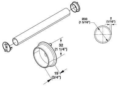 1 Pair Round 1 - 5/16" Wardrobe Closet Rod Metal End Supports - Open & Closed - KI Home