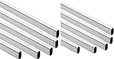 10-Case ProPack Welded Steel Oval Polished Chrome Wardrobe Closet Rods - 98 7/16" (8' 2-7/16") Length – Heavy-Duty Construction - KI Home