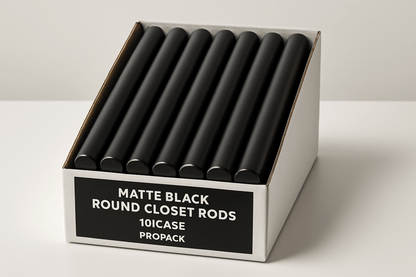 10 - Pack TAG Hardware 24" Long Premium Matte Black 1 5/16 Inch Diameter Round Wardrobe Tube Closet Rods - KI Home