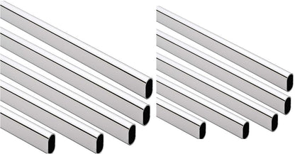 10-Case ProPack Welded Steel Oval Polished Chrome Wardrobe Closet Rods – 98 7/16" (8' 2-7/16") Length – Heavy-Duty Construction
