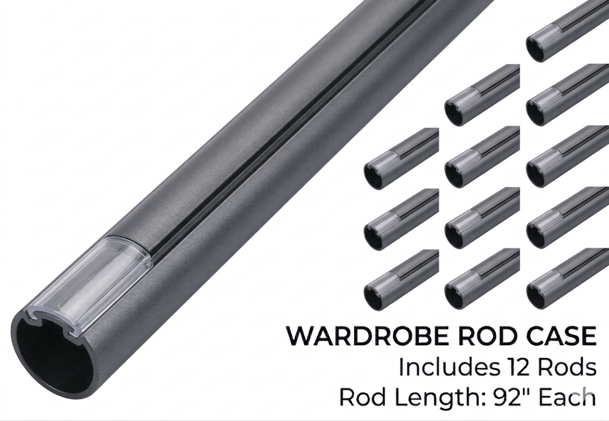 12 - Case ProPack (92" Long) TAG Hardware Premium Elite 1 - 5/16" Round Wardrobe Closet Rods - Aluminum Hanging Rails - KI Home