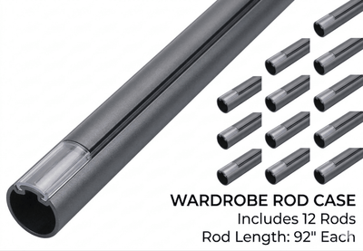 12 - Case ProPack (92" Long) TAG Hardware Premium Elite 1 - 5/16" Round Wardrobe Closet Rods - Aluminum Hanging Rails - KI Home