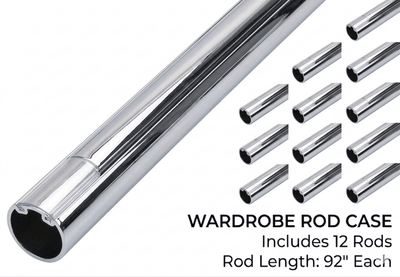 12 - Case ProPack (92" Long) TAG Hardware Premium Elite 1 - 5/16" Round Wardrobe Closet Rods - Aluminum Hanging Rails - KI Home