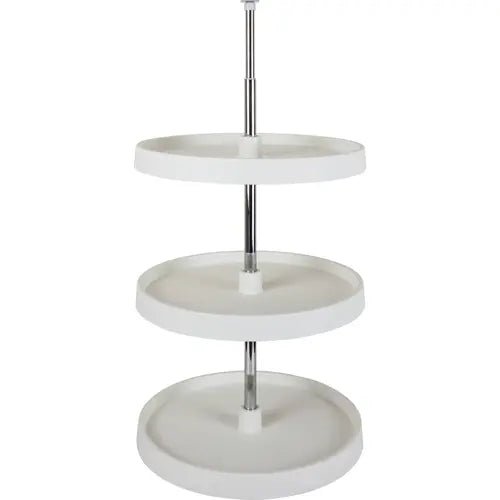 18" Round 3 - Shelf Lazy Susan Set for Wall Corner Cabinets – Independently Rotating Plastic Shelves with Adjustable Telescoping Pole (31.5"–43") - KI Home