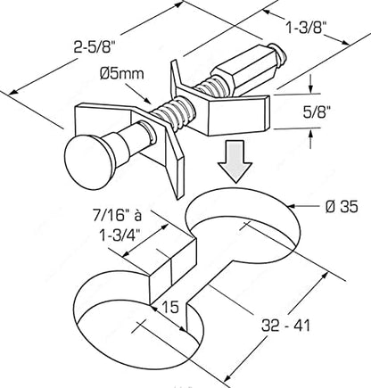 2 5/8 - Inch Long Adjustable Steel Joint Fasteners Countertop Bolts - KI Home
