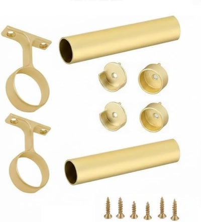 2 - Case Pack 96 - inches Long Round Wardrobe Closet Rods with End Caps and Center Supports - KI Home