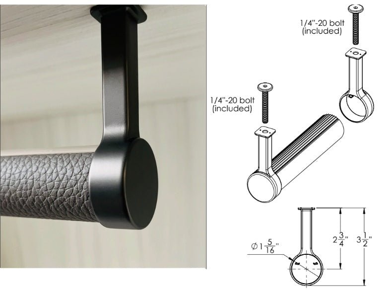 2 - Pack TAG Hardware Elite Suspended 1 - 5/16" Round Wardrobe Rod End Cap Brackets - KI Home