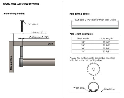 2 - Pack TAG Hardware Elite Suspended 1 - 5/16" Round Wardrobe Rod End Cap Brackets - KI Home