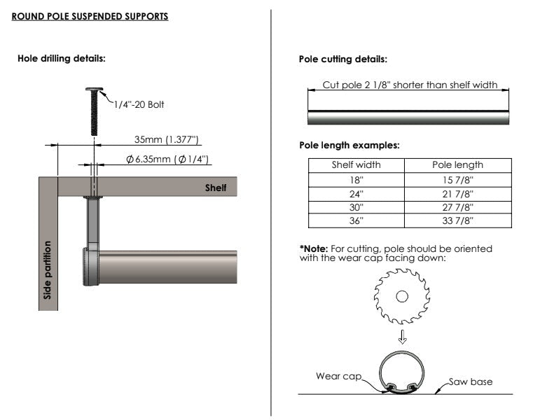 2 - Pack TAG Hardware Elite Suspended 1 - 5/16" Round Wardrobe Rod End Cap Brackets - KI Home