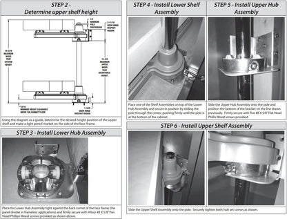 2 - Shelf Half Moon Pivoting and Sliding Lazy Susan with Independently Rotating Plastic Shelves for Blind Corner Base Cabinets - KI Home