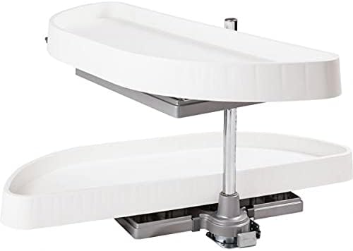 2 - Shelf Half Moon Pivoting and Sliding Lazy Susan with Independently Rotating Plastic Shelves for Blind Corner Base Cabinets - KI Home