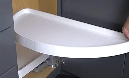2 - Shelf Half Moon Pivoting and Sliding Lazy Susan with Independently Rotating Plastic Shelves for Blind Corner Base Cabinets - KI Home