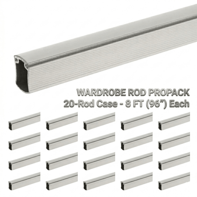 20 - Case ProPack 8ft (96") Premium Hourglass Closet Wardrobe Hanging Rods with Protective Caps - KI Home