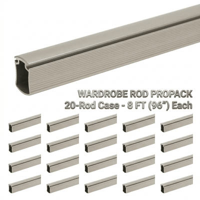 20 - Case ProPack 8ft (96") Premium Hourglass Closet Wardrobe Hanging Rods with Protective Caps - KI Home