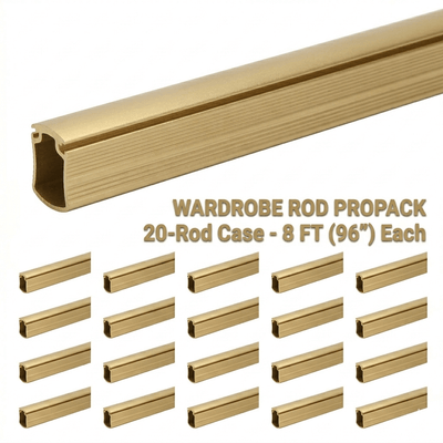 20 - Case ProPack 8ft (96") Premium Hourglass Closet Wardrobe Hanging Rods with Protective Caps - KI Home