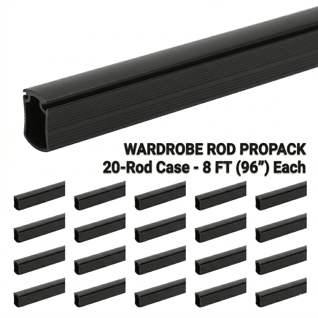 20 - Case ProPack 8ft (96") Premium Hourglass Closet Wardrobe Hanging Rods with Protective Caps - KI Home
