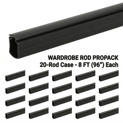 20 - Case ProPack 8ft (96") Premium Hourglass Closet Wardrobe Hanging Rods with Protective Caps - KI Home