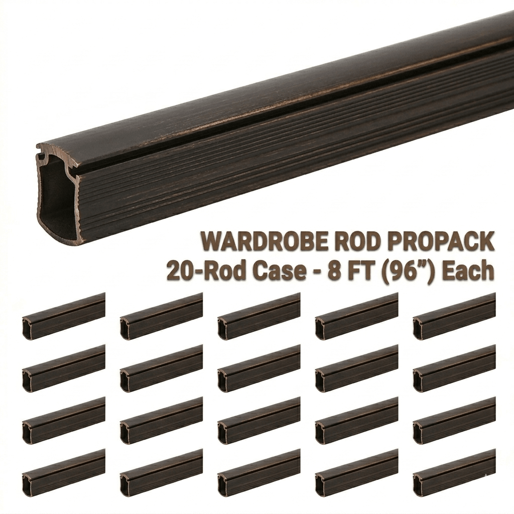 20 - Case ProPack 8ft (96") Premium Hourglass Closet Wardrobe Hanging Rods with Protective Caps - KI Home