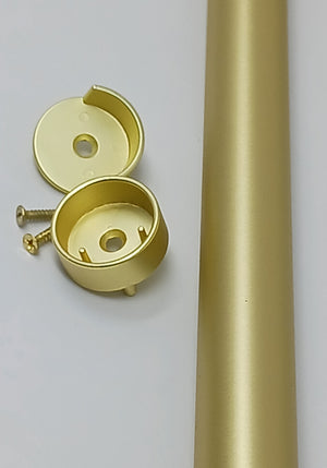 Custom Cut-To-Size Matte Brass 1 5/16 Inch Diameter Round Wardrobe Closet Rod Tube with End Caps 12 inches to 96 inches Lengths