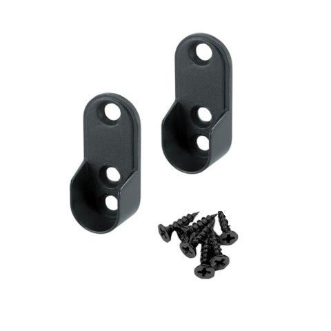 3 - Case Pack Matte Black Oval Closet Rod Kits - 1.3mm Heavy Duty Aluminum Wardrobe Tubes with End supports - KI Home