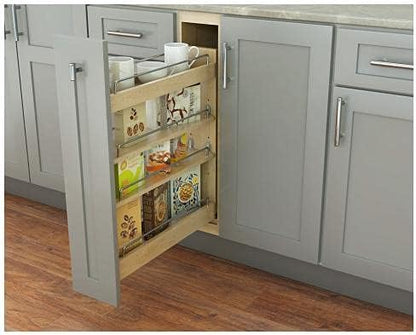 3" or 6" Fully Encased Base Cabinet Filler Pullout with Adjustable Shelves and Premium Soft Close Slides and Door Mounting Brackets - KI Home