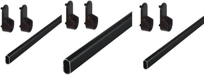 3 ProPack Kit (9 Pieces) Oval Wardrobe Tube Matte Black Closet Rods with End Caps 18 inches to 96 inches Lengths - KI Home