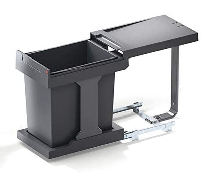 Hailo Solo 20 Liters (21.1 qrt) Low Height Pullout Trash Can System with Fixed Lid Made in Germany